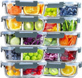 VERONES 10 PACK 30 OZ Glass Meal Prep Containers 2 Compartment Set