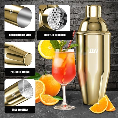 IOV Cocktail Shaker, 24 oz Martini Shaker, Drink Mixer with Built-in