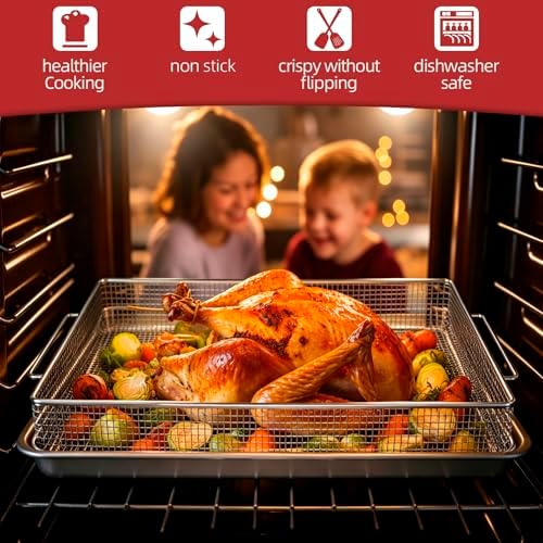 Geesta 304 Stainless Steel Air Fryer Basket for Oven with 50 Recipes