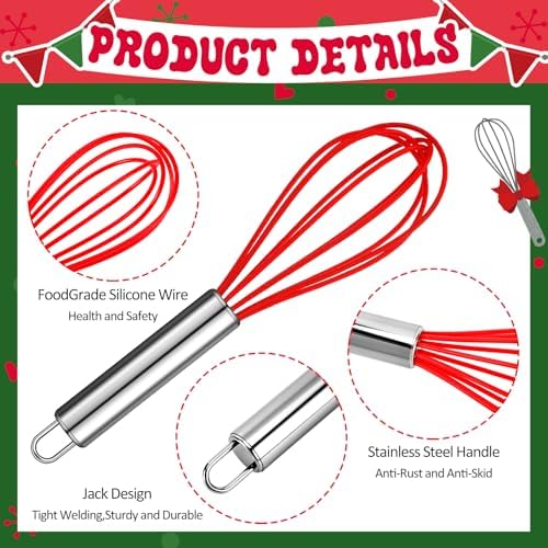 Nuogo 24 Sets Christmas Neighbor Whisks Gifts with Cards, 8 Inch