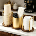 Coffee Cup Dispenser, Straw and Stirrer Storage, Gold, S