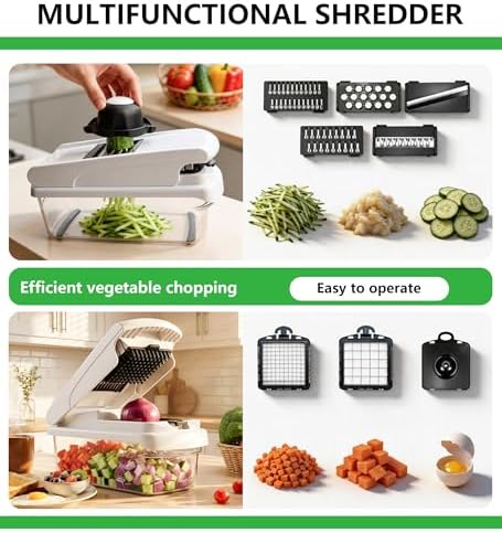 Vegetable Chopper, 12-in-1 Food Chopper with Container, 8 Blades