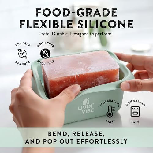 Silicone Freezer Trays with Lids, 4 Pack, 8.45 fl oz (250 ml) Each