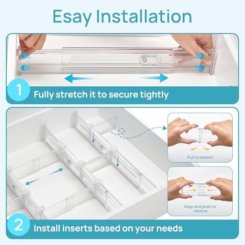 Vtopmart 2.36” Drawer Dividers with Expandable Inserts and 10 Pcs