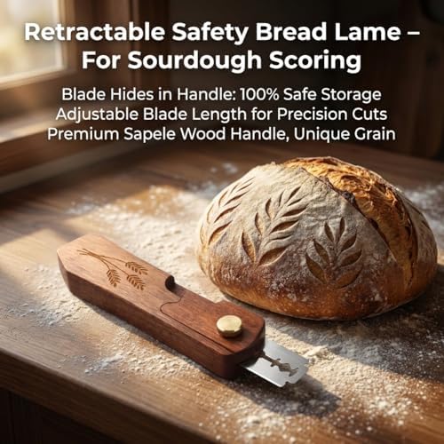 Wooden Bread Lame for Sourdough, Retractable Bread Scoring Tool
