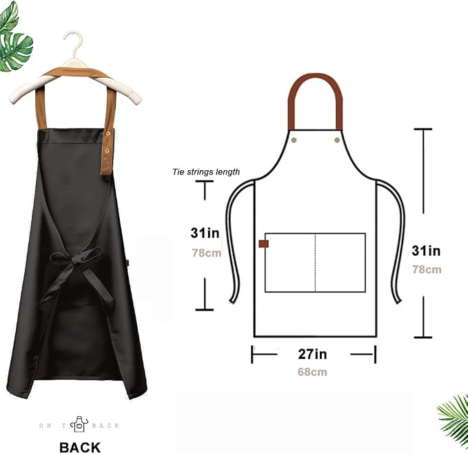 Kitchen Bib Apron with Pockets, Women Men Adjustable Neck Strap Water Resistant - Image 4