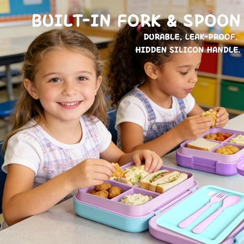 Kids Bento Lunch Box for Boys & Girls – 4-Compartment Leak-Proof Lunch