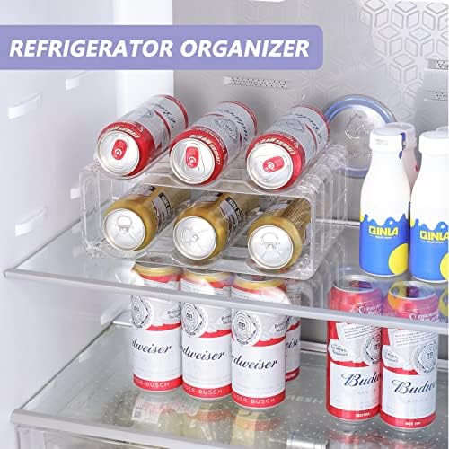 BOPai Clear Wine Racks for Refrigerator, Water Bottle Organizer, 6
