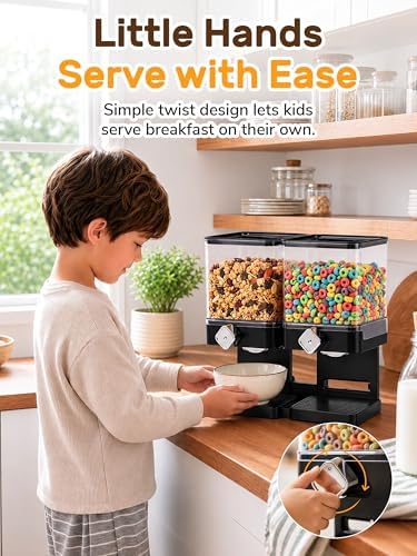 Dual Cereal Dispenser, 7.4L Large Cereal Storage Container