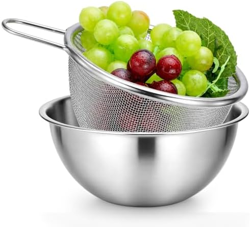 Mini Colander Food Strainer, Mixing Strainer Bowl with Scale