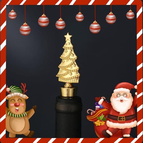 Wine Bottle Stopper,3 Pieces Christmas Snowflake Tree Deer Decorative