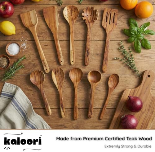 10-Piece Teak Wooden Cooking Utensil Set