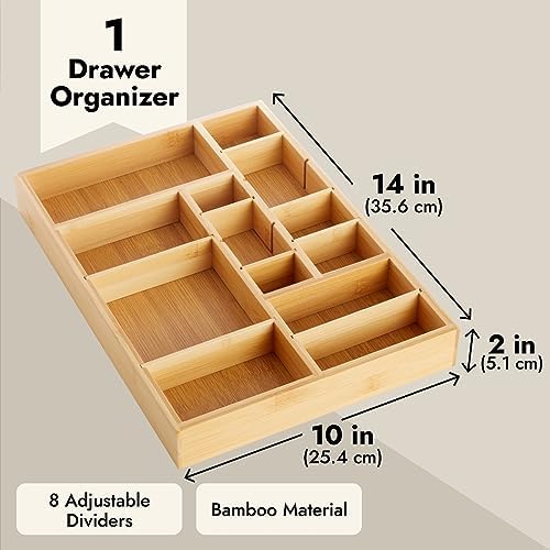 Juvale Drawer Organizer Tray - 8-Slot Drawer Divider for Utensils