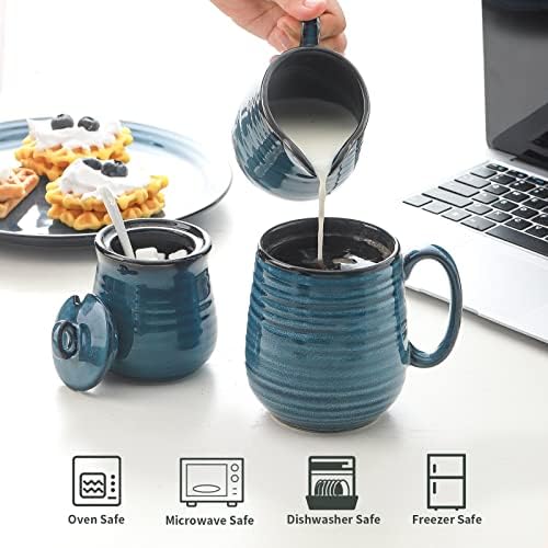 Hasense Ceramic Sugar and Creamer & Salt and Pepper Shakers Set