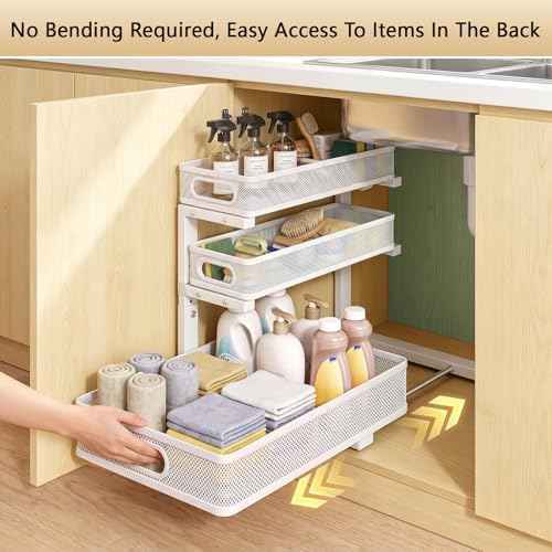 Under Sink Organizer, 2-Pack 3-tier Under Sink Storage Organizer