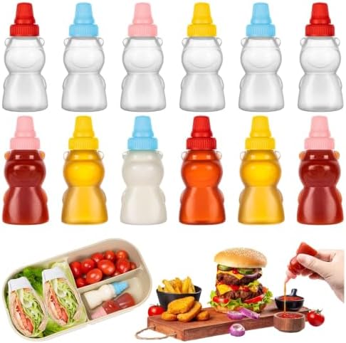 12Pcs Mini Condiment Squeeze Bottles, Small Sauce Containers for Lunch