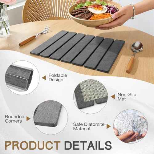 Stone Drying Mat 16" x 12", HQAUT Quick Dry Dish Drying Mat for