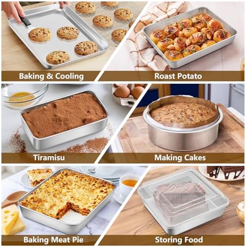 P&P CHEF 12-Piece Bakeware Set, Stainless Steel Baking Pans Set for