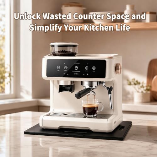 MACEVIA Appliance Slider, 360° Rolling Metal Sliding Tray for Coffee
