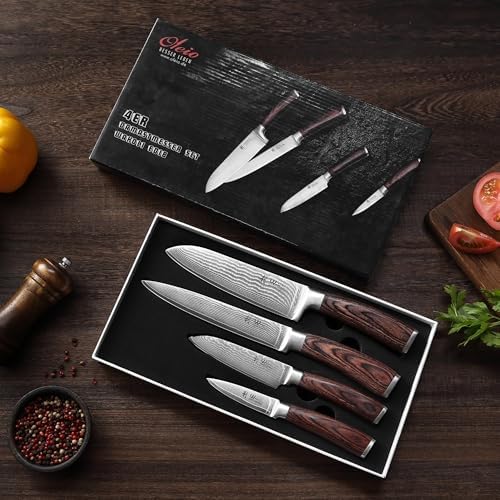Wakoli EDIB 4-Piece Damascus Kitchen Knife Set