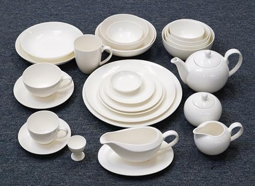 Bone China Coupe Shape, Elegance White Sugar & Milk Pot Set