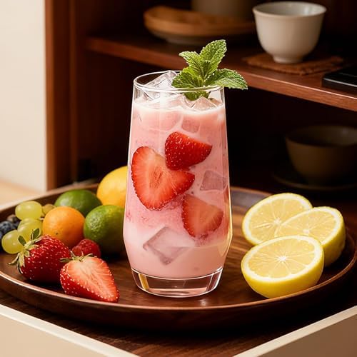 Drinking Glasses Set,4 Tall Glasses 18oz & 4 Stemless Rocks Glasses