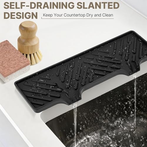Kitchen Soap Dispenser Set with Self-Draining Tray, Brush and Sponge