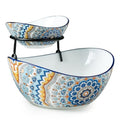 YHOSSEUN Chip and Dip Serving Set, 2 Tierd Serving Bowl Set