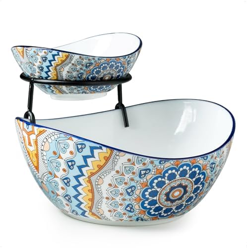 YHOSSEUN Chip and Dip Serving Set, 2 Tierd Serving Bowl Set