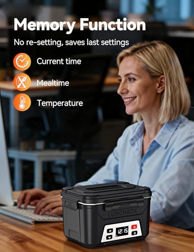 EAST OAK Heated Lunch Box, Battery Powered, Automatic Heating