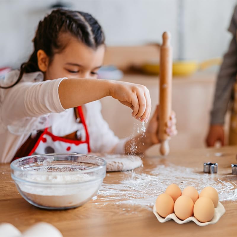Ceramic 6-Cup Egg Tray and Holder, White
