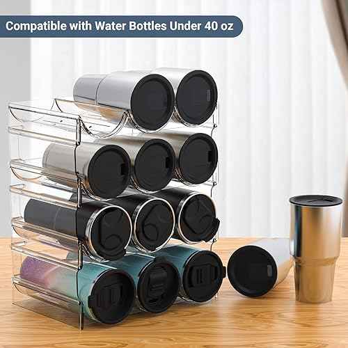 Plastic Water Bottle Organizer and Wine Rack Storage Holder,4 Tier 12