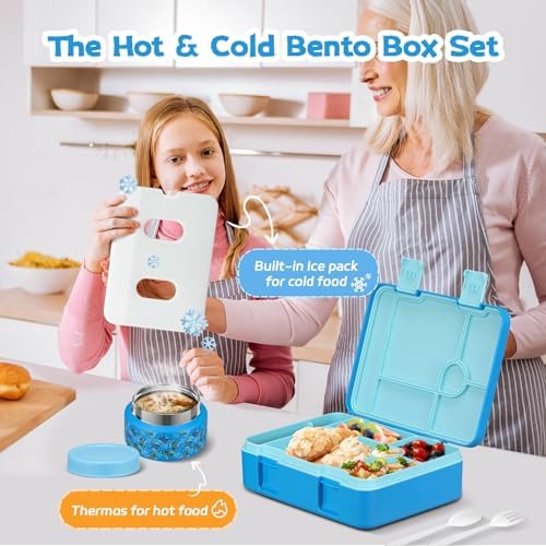 Bento Lunch Box Kids and 9oz Soup Thermos – 5.5-Cup Leakproof Kids