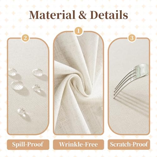 Laolitou Off White Rectangle Tablecloth with Tassels 55x75 Inch