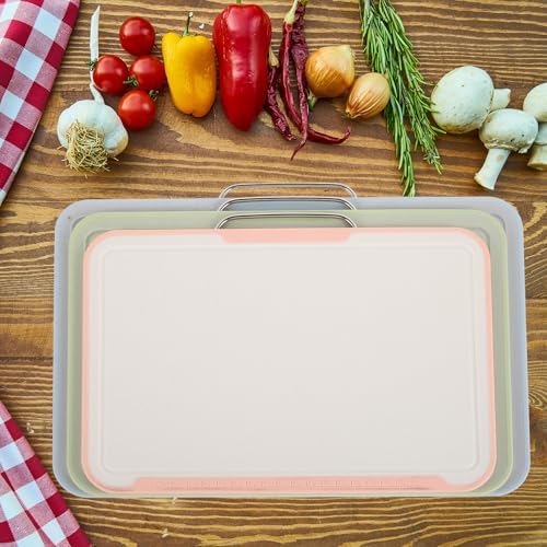 Plastic Cutting Board Set with Stand, PP Chopping Mats