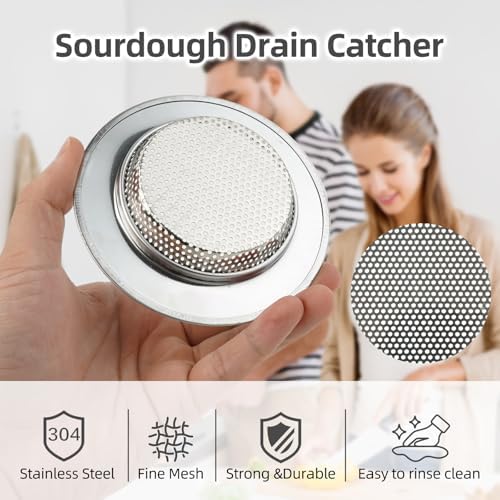 3 Pack Sourdough Drain Catcher, 4.5" Sink Drain Strainer