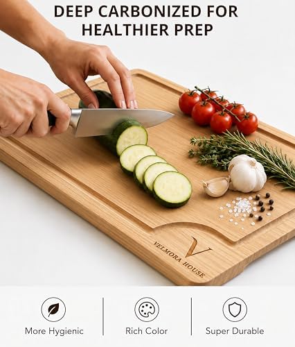 3-Piece Bamboo Cutting Board Set with Storage Stand, Carbonized Bamboo