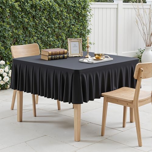 Black Square Tablecloth - 34x34 Inch Stretchy Fitted Small Card Table