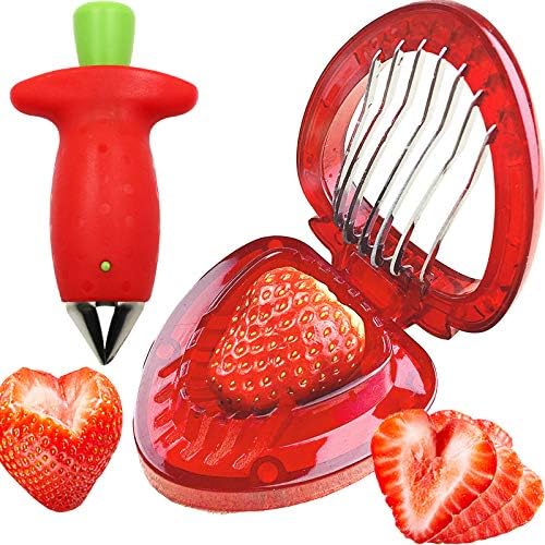 Strawberry Huller Stem Remover and Strawberry Slicer Set,Potatoes
