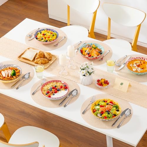 vancasso 8.5" Pasta Bowls Set of 6, 40 oz Porcelain Shallow Salad