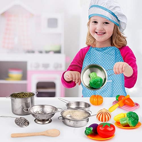 D-FantiX Play Kitchen Accessories, Kids Play Pots and Pans Playset