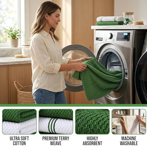 Kitchen Towels, Set of 6, 15 x 25 Inch, Kitchen Towels Cotton