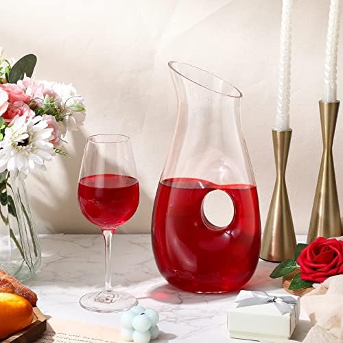 Nuanchu 2 Pcs 48 oz Wine Decanter Carafe Clear Glass Pierced Decanter
