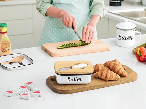 LANDNEOO Butter Dish with Lid and Butter Curler Knife - Unbreakable