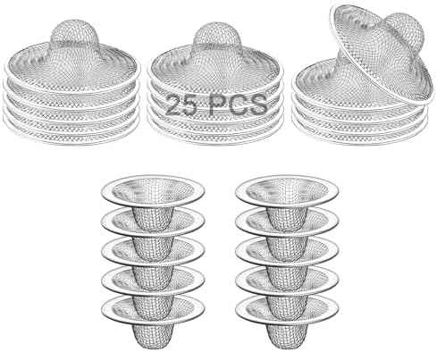 25PCS Bathroom Mesh Sink Drain Strainer, 2.75" & 2.125'' Stainless