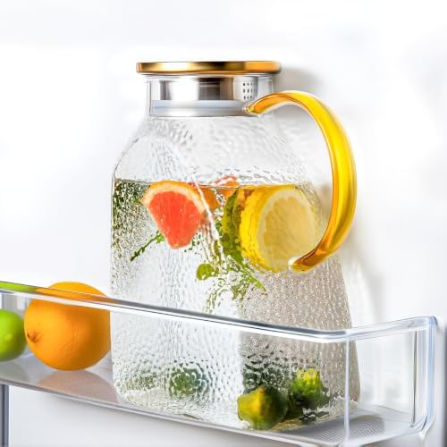 WARMSIMPLE 60 oz Glass Water Pitcher with Lid, Spout & Handle, BPA