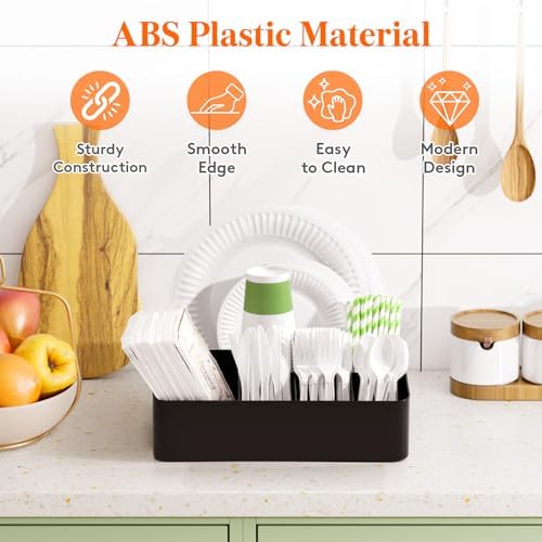Lifewit Paper Plate Organizer and Silverware Caddy