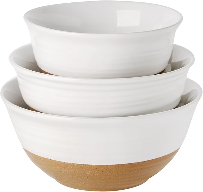 HASENSE Mixing Bowls, Large Ceramic Salad Bowls 2.1/1.5/1.0 Qt, Versatile by Hasense