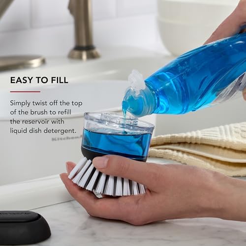 KitchenAid Soap Dispensing Palm Brush, Black