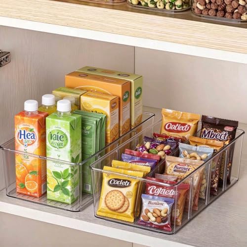 Transparent Plastic - 2pcs 4-Compartment Divided Storage Organizer